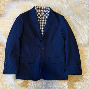 IZOD Navy Suit/Blazer Jacket with JCrew Plaid Button Down Shirt Bundle 8